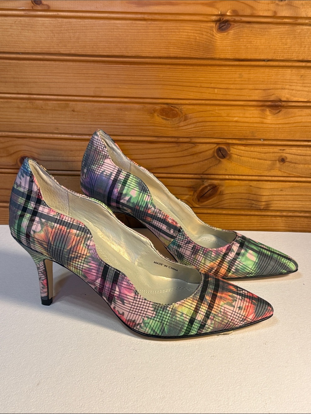 Tahari Pointed-Toe Floral Plaid Pumps - Multi Color candela